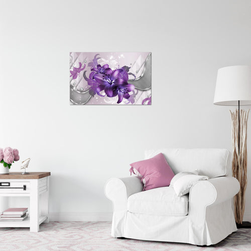 Runa Art Bild Blumen Lilien Modern Wandbilder Wohnzimmer 1 Teilig - Made In Germany - Abstrakt Violett Lila Flur 016515c
