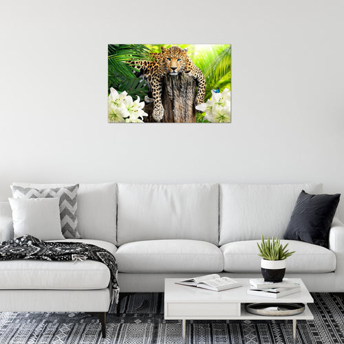 Runa Art Bild Afrika Leopard Modern Wandbilder Wohnzimmer Schlafzimmer 1 Teilig - Made In Germany - Natur Savanne Grün Flur 006715a