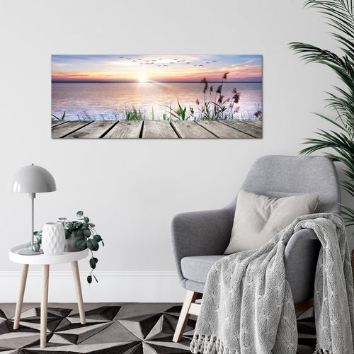 Runa Art Wandbild Blumen Pflanzen 100 x 40 cm Modern Bild auf Vlies Leinwand Grün Wohnzimmer Schlafzimmer Büro Positive Energie 034312a