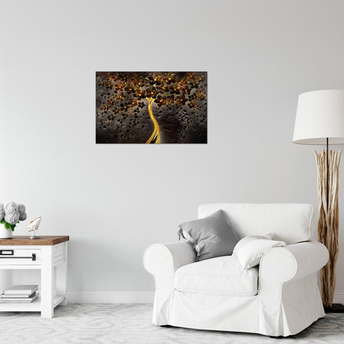 Runa Art Bild Blumen Modern Wandbilder Wohnzimmer 1 Teilig - Made In Germany - Abstrakt Baum Schwarz Gold Flur 039715c