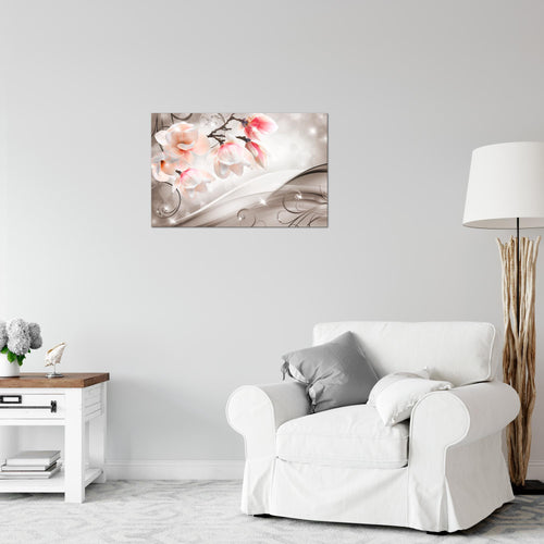 Runa Art Bild Blumen Abstrakt Modern Wandbilder Wohnzimmer 1 Teilig - Made In Germany - Diamant Beige Braun Flur 035315b