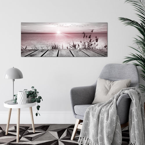 Runa Art Wandbild Blumen Pflanzen 100 x 40 cm Modern Bild auf Vlies Leinwand Rosa Wohnzimmer Schlafzimmer Büro Positive Energie 034312b