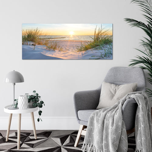 Runa Art Wandbild Landschaft 100 x 40 cm Modern Bild auf Vlies Leinwand Sand Wohnzimmer Schlafzimmer Büro Strand 041712a