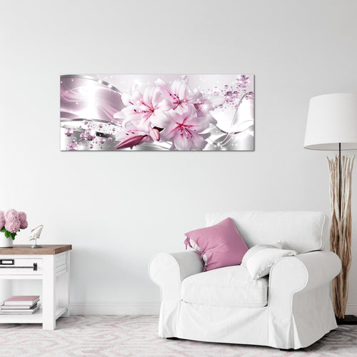 Runa Art Wandbild Blumen Pflanzen 100 x 40 cm Modern Bild auf Vlies Leinwand Rosa Wohnzimmer Schlafzimmer Büro Blumen 021812c