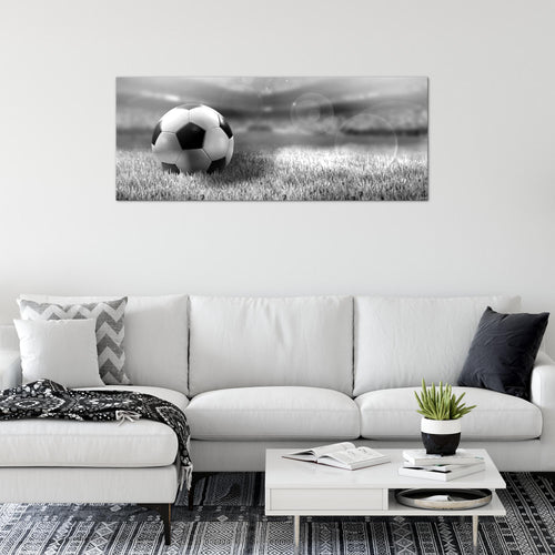 Runa Art Wandbild Fussball 1 Teilig 100 x 40 cm Modern Bild auf Vlies Leinwand Sport Wohnzimmer Schlafzimmer Grau 402412b