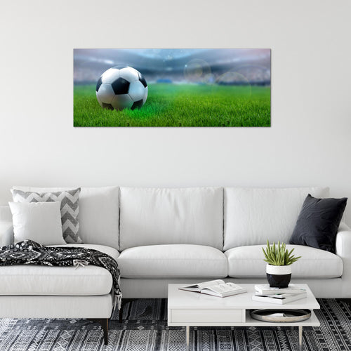 Runa Art Wandbild Fussball 1 Teilig 100 x 40 cm Modern Bild auf Vlies Leinwand Sport Wohnzimmer Schlafzimmer Grün 402412a