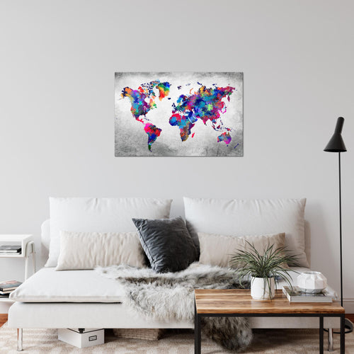 Runa Art Bild Weltkarte Modern Wandbilder Wohnzimmer Büro 1 Teilig - Made In Germany - Vintage Kontinente Bunt Flur 013315b