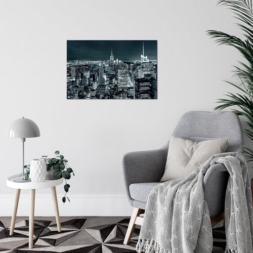 Runa Art Bild New York Skyline Modern Wandbilder Wohnzimmer Büro 1 Teilig - Made In Germany - USA Türkis Blau Flur 036215b