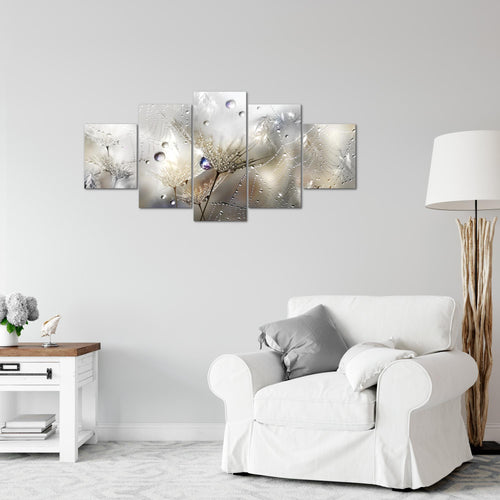 Runa Art Wandbilder Blumen Pusteblumen 5 Teilig Bild auf Vlies Leinwand Deko Wohnzimmer Morgentau Braun 043152a