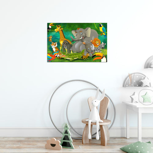 Runa Art Bild Tiere Dschungel Modern Wandbilder Spielzimmer Baby 1 Teilig - Made In Germany - Kinderzimmer Bunt Flur 001815a