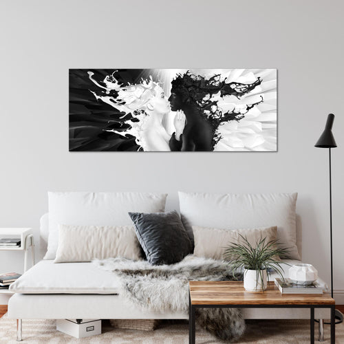 Runa Art Wandbild Blumen Pflanzen 100 x 40 cm Modern Bild auf Vlies Leinwand Weiß Wohnzimmer Schlafzimmer Büro Blumen 005012b