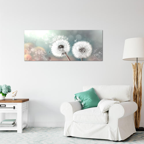Runa Art Wandbild Blumen Pflanzen 100 x 40 cm Modern Bild auf Vlies Leinwand Weiß Wohnzimmer Schlafzimmer Büro Pusteblumen 023612b