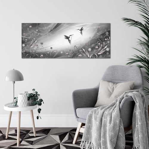 Runa Art Wandbild Vintage Vogel 1 Teilig 100 x 40 cm Modern Bild auf Vlies Leinwand Abstrakt Wohnzimmer Schlafzimmer Schwarz Weiss 038312c