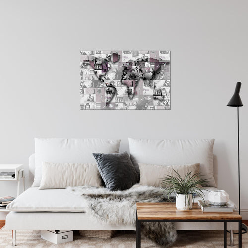 Runa Art Bild Weltkarte Banksy Collage Modern Wandbilder Wohnzimmer Büro 1 Teilig - Made In Germany - Pop Art Bunt Flur 104515a