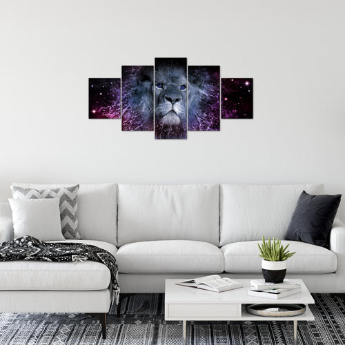 Runa Art Wandbilder Sternzeichen Löwe 5 Teilig Bild auf Vlies Leinwand Deko Wohnzimmer Schlafzimmer Abstrakt Tiere Lila 040752c
