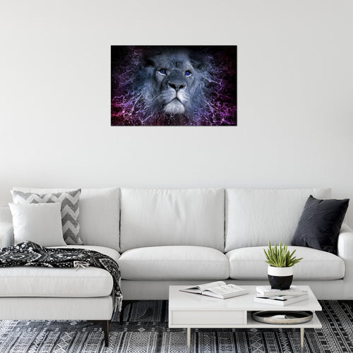 Runa Art Bild Sternzeichen Löwe Modern Wandbilder Wohnzimmer Schlafzimmer 1 Teilig - Made In Germany - Abstrakt Tiere Lila Flur 040715c