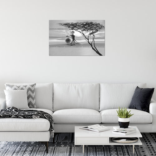 Runa Art Bild Afrika Modern Wandbilder Wohnzimmer Schlafzimmer Büro 1 Teilig - Made In Germany - Grau Frau Flur 000915c