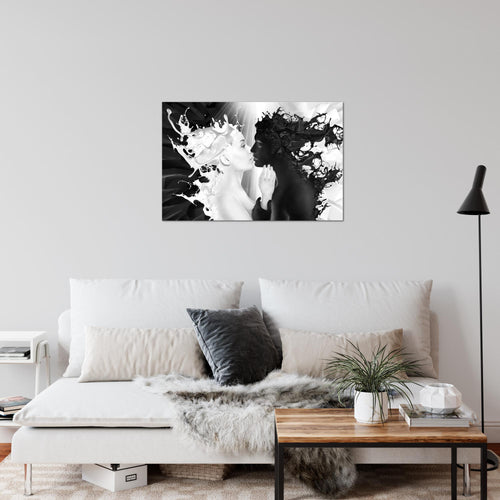 Runa Art Bild Milk und Coffee Modern Wandbilder Wohnzimmer Schlafzimmer 1 Teilig - Made In Germany - Liebe Schwarz Weiss Flur 005015b