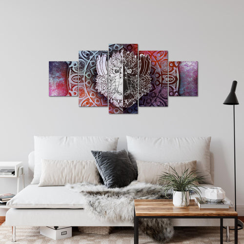 Runa Art Wandbilder Mandala Abstrakt 5 Teilig Bild auf Vlies Leinwand Deko Wohnzimmer Schlafzimmer Orientalisch Lila Violett 040152b