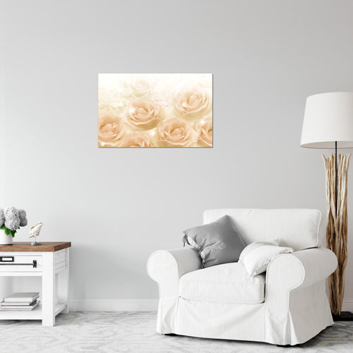 Runa Art Bild Blumen Rosen Modern Wandbilder Wohnzimmer 1 Teilig - Made In Germany - Vintage Beige Flur 017215b