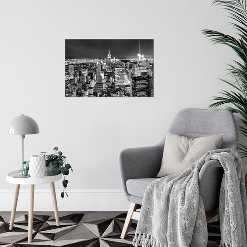 Runa Art Bild New York Skyline Modern Wandbilder Wohnzimmer Büro 1 Teilig - Made In Germany - Amerika NY Schwarz Weiss Flur 036215c