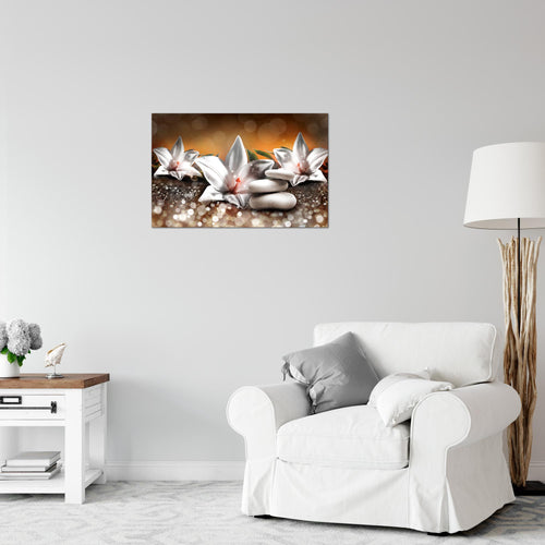 Runa Art Bild Blumen Lilien Modern Wandbilder Wohnzimmer 1 Teilig - Made In Germany - Abstrakt Beige Braun Flur 035815a