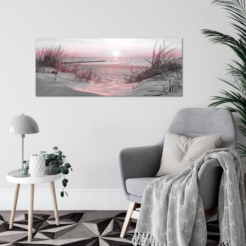 Runa Art Wandbild Landschaft 100 x 40 cm Modern Bild auf Vlies Leinwand Rosa Wohnzimmer Schlafzimmer Büro Strand 041712b