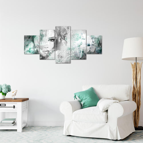 Runa Art Wandbilder Blumen Vintage 5 Teilig Bild auf Vlies Leinwand Deko Wohnzimmer Frau Bunt 039352b