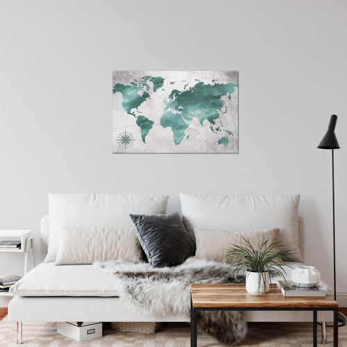 Runa Art Bild Weltkarte Modern Wandbilder Wohnzimmer Büro 1 Teilig - Made In Germany - Betonoptik Schwarz Weiss Flur 026015c