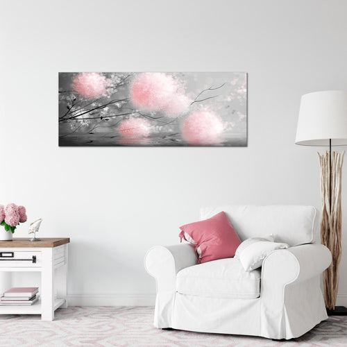 Runa Art Wandbild Pusteblumen 100 x 40 cm Modern Bild auf Vlies Leinwand Abstrakt Wohnzimmer Schlafzimmer Grau Rosa 044212b