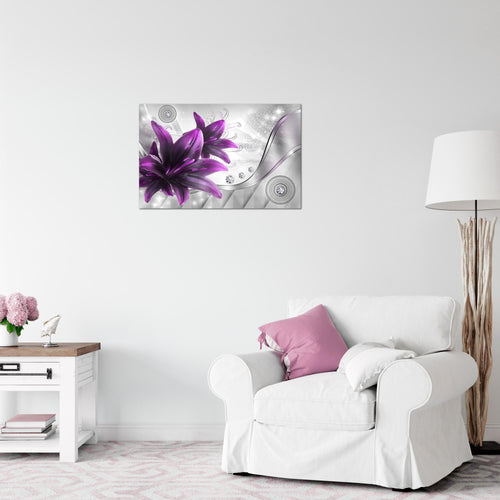 Runa Art Bild Blumen Lilien Modern Wandbilder Wohnzimmer 1 Teilig - Made In Germany - Abstrakt Grau Violett Flur 036815b