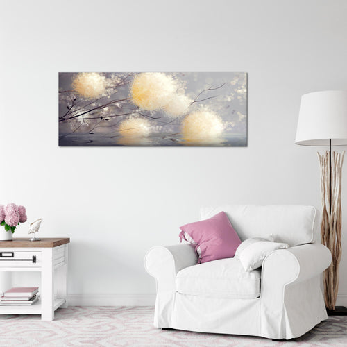 Runa Art Wandbild Pusteblumen 100 x 40 cm Modern Bild auf Vlies Leinwand Abstrakt Wohnzimmer Schlafzimmer Grau Beige 044212a