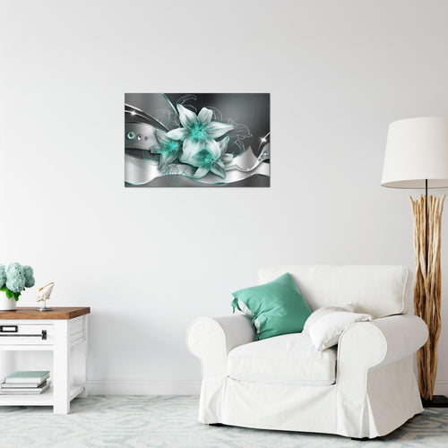 Runa Art Bild Blumen Lilien Modern Wandbilder Wohnzimmer 1 Teilig - Made In Germany - Abstrakt Schwarz Türkis Flur 039615b
