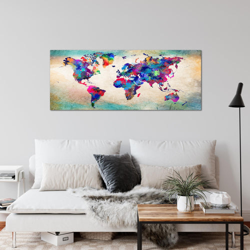 Runa Art Wandbild Abstrakt 100 x 40 cm Modern Bild auf Vlies Leinwand Beige Wohnzimmer Schlafzimmer Büro Gesichter 013312a