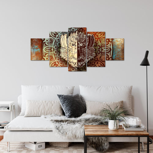 Runa Art Wandbilder Mandala Abstrakt 5 Teilig Bild auf Vlies Leinwand Deko Wohnzimmer Schlafzimmer Kupfer Beige Braun 040152a