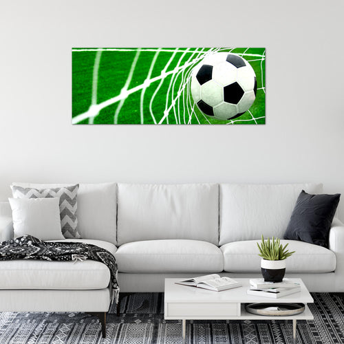 Runa Art Wandbild Fussball 1 Teilig 100 x 40 cm Modern Bild auf Vlies Leinwand Sport Wohnzimmer Schlafzimmer Grün 611412a
