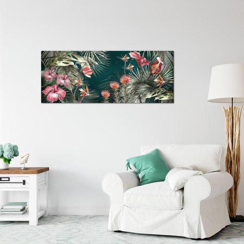 Runa Art Wandbild Blumen 100 x 40 cm Modern Bild auf Vlies Leinwand Vintage Natur Wohnzimmer Grün Bunt 043312a