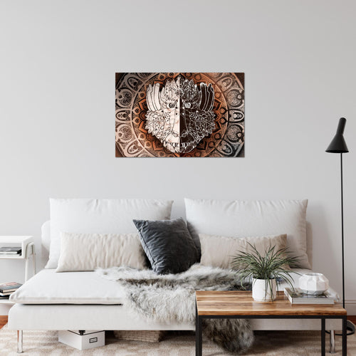 Runa Art Bild Mandala Abstrakt Modern Wandbilder Wohnzimmer Schlafzimmer 1 Teilig - Made In Germany - Kupfer Beige Braun Flur 040115c