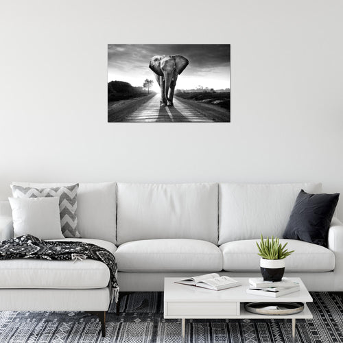 Runa Art Bild Afrika Elefant Modern Wandbilder Wohnzimmer Schlafzimmer 1 Teilig - Made In Germany - Tiere Schwarz Weiss Flur 042615c