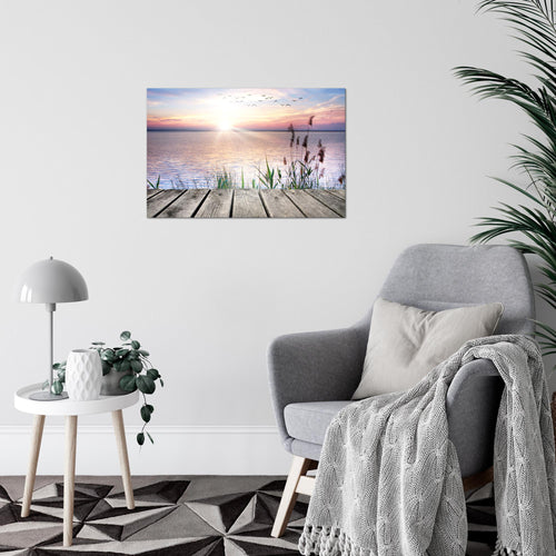 Runa Art Bild Brücke Am See Modern Wandbilder Wohnzimmer Schlafzimmer 1 Teilig - Made In Germany - Panorama Bunt Flur 034315a