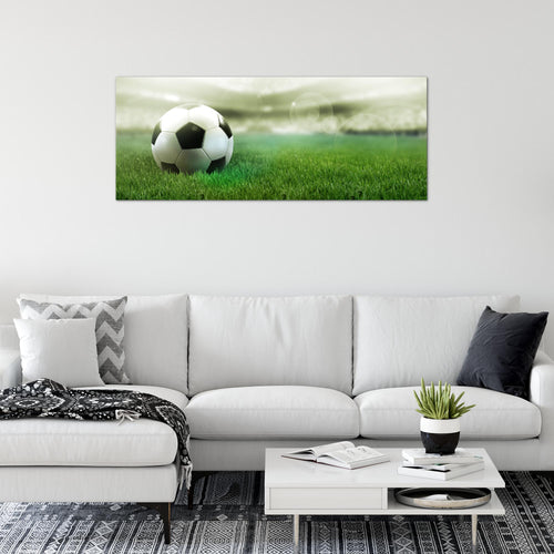 Runa Art Wandbild Fussball 1 Teilig 100 x 40 cm Modern Bild auf Vlies Leinwand Sport Wohnzimmer Schlafzimmer Grün 402412c