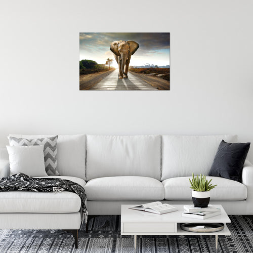 Runa Art Bild Afrika Elefant Modern Wandbilder Wohnzimmer Schlafzimmer 1 Teilig - Made In Germany - Tiere Braun Flur 042615a