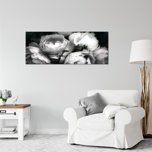 Runa Art Wandbild Blumen Rosen 1 Teilig 100 x 40 cm Modern Bild auf Vlies Leinwand Vintage Wohnzimmer Schwarz Bunt 039112c