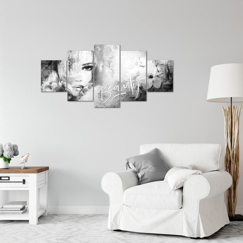 Runa Art Wandbilder Blumen Vintage 5 Teilig Bild auf Vlies Leinwand Deko Wohnzimmer Frau Bunt 039352c