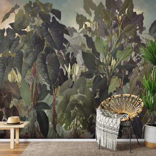 Novart Fototapeten 396 x 280 cm Dschungel - Vlies Wanddekoration Wohnzimmer Schlafzimmer - Deutsche Manufaktur - tropische Blätter Grün N9126012a