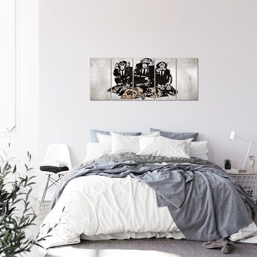 Runa Art Bild Street Art Affen Wandbilder auf Vlies Leinwand 5 Teilig Wanddekoration Loft Wohnzimmer 303456b