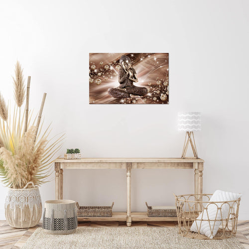 Runa Art Bild Buddha Feng Shui Modern Wandbilder Wohnzimmer Schlafzimmer 1 Teilig - Made In Germany - Diamant Beige Braun Flur 505415a