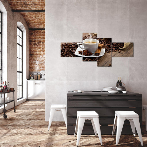 Runa Art Wandbilder Set XXL Küche KaffeeEsszimmer Küchenbilder Braun 4 Teilig - Made in Germany - 501845a
