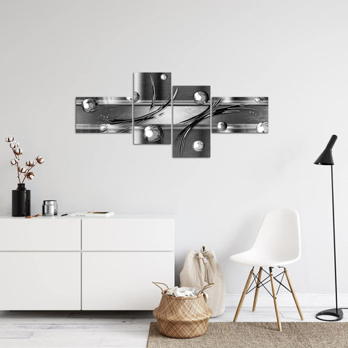 Runa Art Wandbilder Set XXL Abstrakt Wohnzimmer Schlafzimmer Grau Schwarz Weiss 4 Teilig - Made in Germany - 109545c