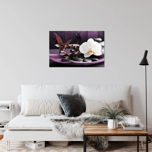Runa Art Bild Feng Shui Orchidee Modern Wandbilder Wohnzimmer Schlafzimmer 1 Teilig - Made In Germany - Relax Lila Violett Flur 502315b